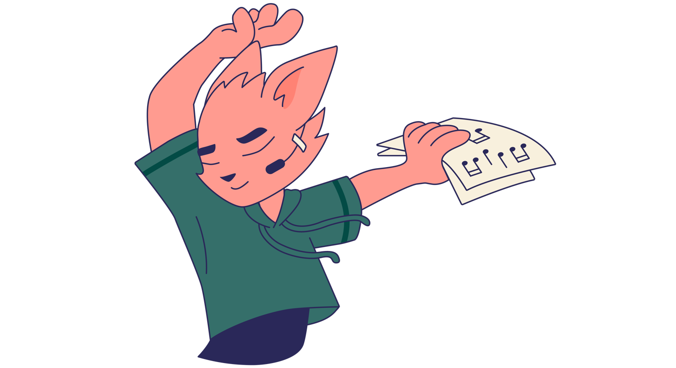 en tegneserie av en person som holder et skilt